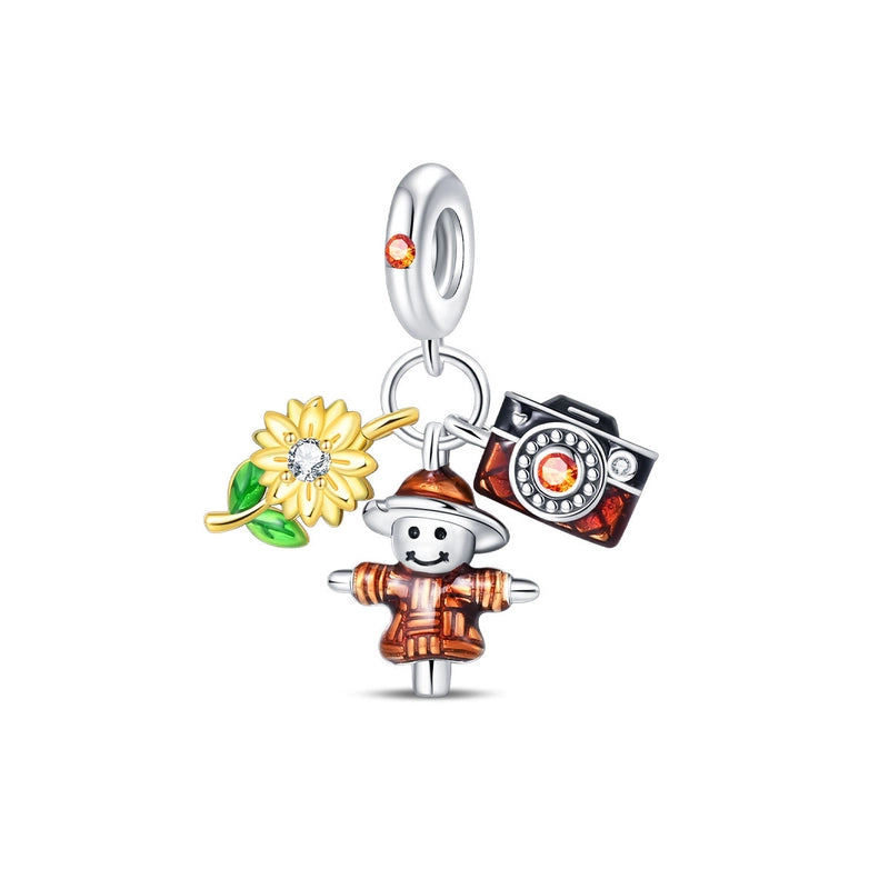 925 Silver Plated DIY Ornament Accessories Bracelet Autumn Thanksgiving Maple Leaf Owl Charm Beads New