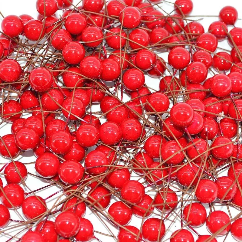 50pcs Colorful Pearl Stamens Artificial Flower small berries cherry For DIY Wedding Christmas Cake Box Pearl Wreaths Decoration