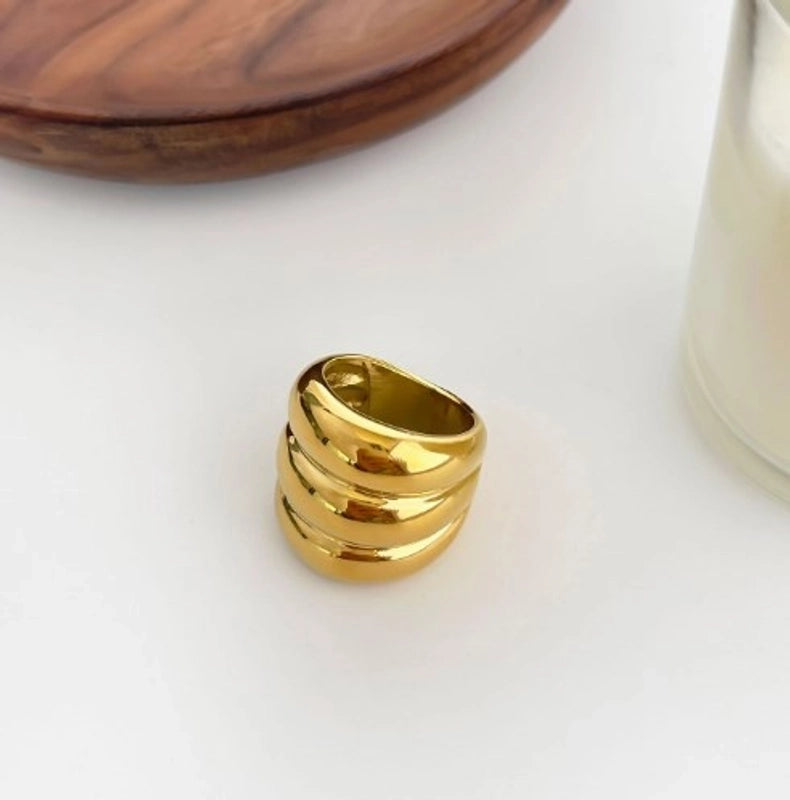 Minimalist Classic Style Waves 316L Stainless Steel  Plating Stainless Steel Rings