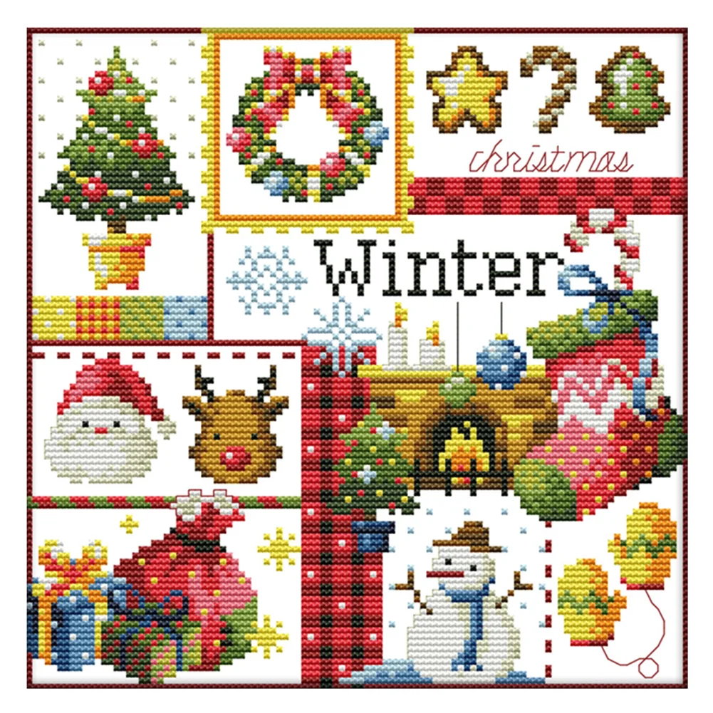 Semanka Stamped Cross Stitch Kits,Christmas Eve Angel,Funny Cross Stitch  Kits for Adults,Easy Counted Cross Stitch Kits for Beginners,15.74” X  19.68”