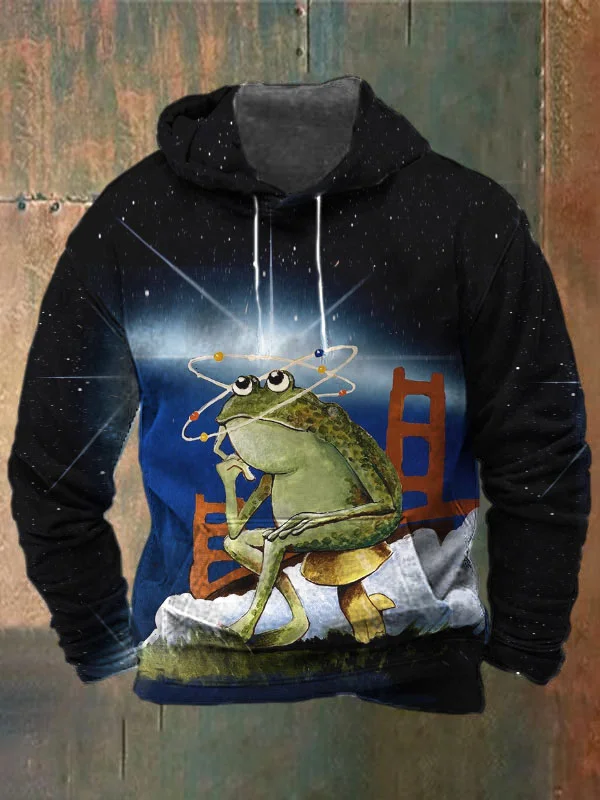 Unisex Frog Print Heavyweight Hoodies