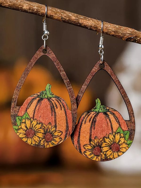 Pumpkin Sunflower Hollow Out Earrings