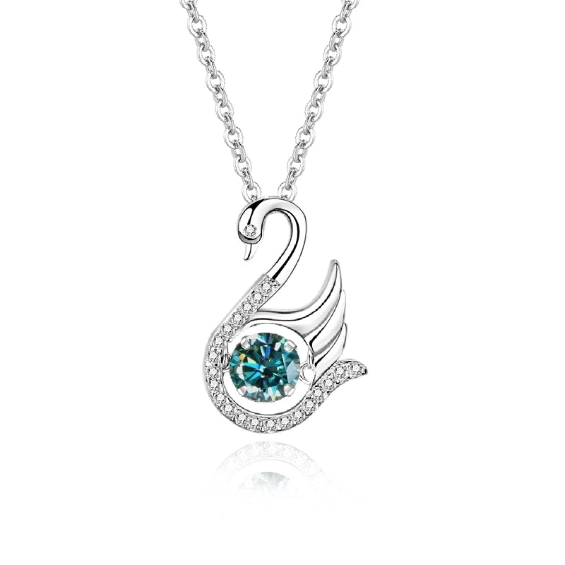 925 Sterling Silver Moissanite Zircon Inlay Swan Pendant Necklace