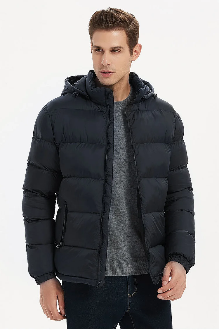 PASUXI Men's Hooded Winter Coat Warm Puffer Jacket Thicken Cotton Coat with Removable Hood