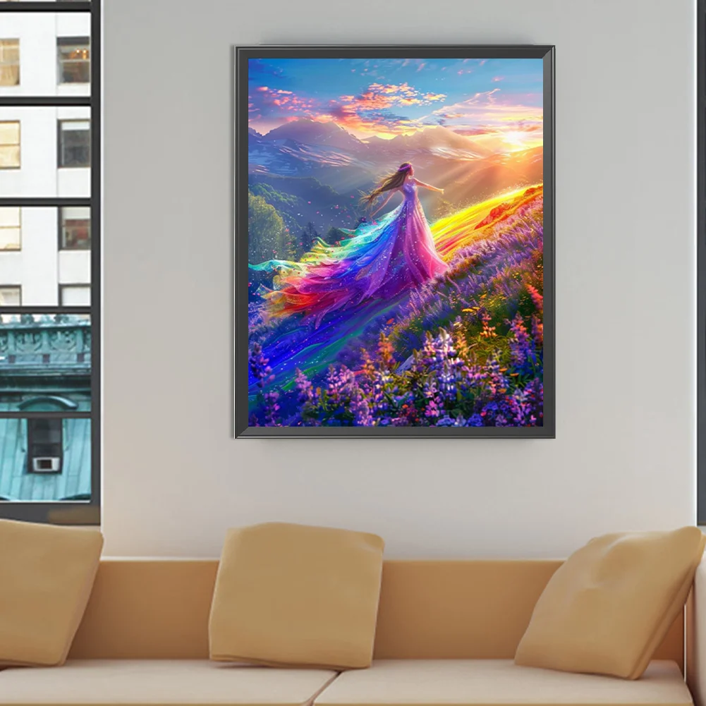 5D DIY Full Round Drill Partial AB Diamond Painting Girl Kit Art Decor 45x55cm