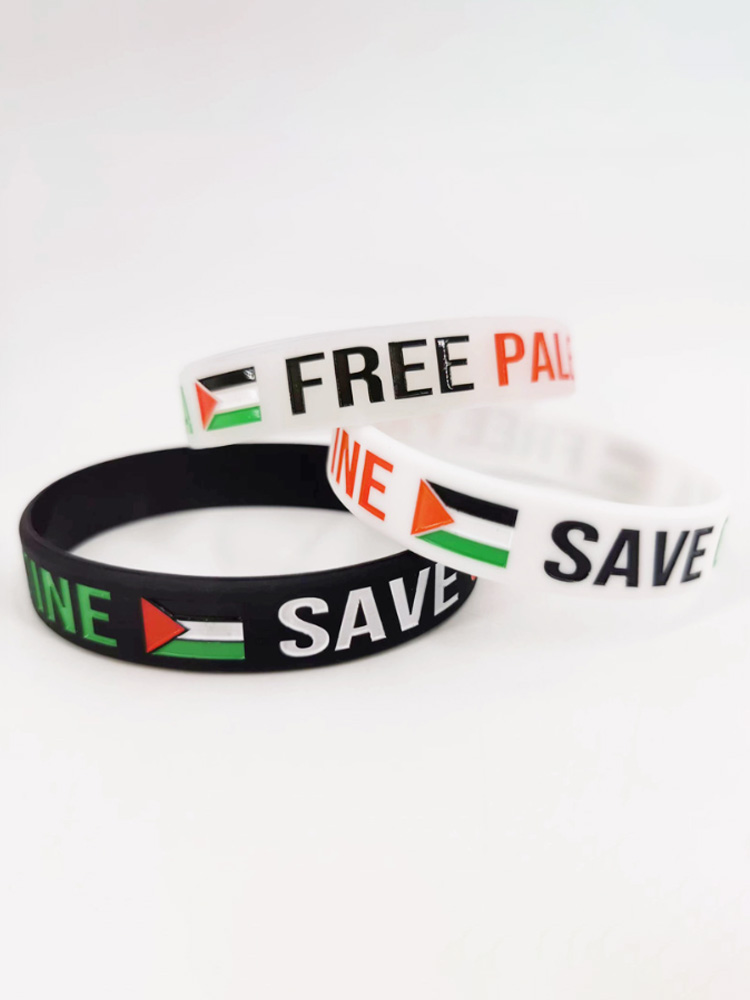 Bracelets Silicone Free Palestine Lot De 4 - Motif Drapeau Palestinien, Pour Sport Et Soutien