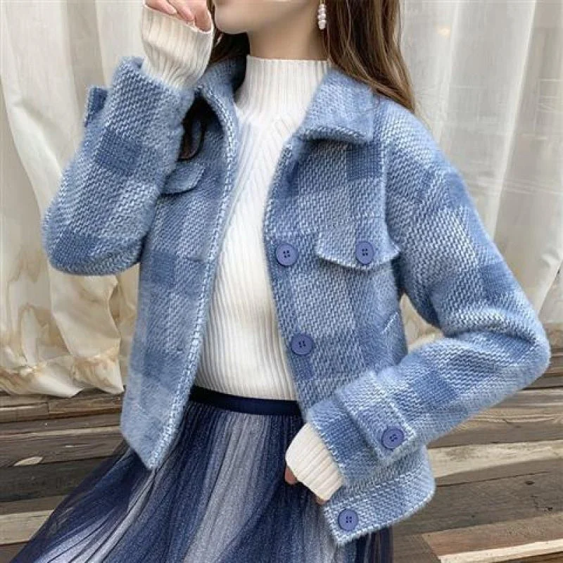 Casual Mink Like Coat 2021 New Korean Women's Top Small Autumn And Winter Foreign Style Short Cardigan