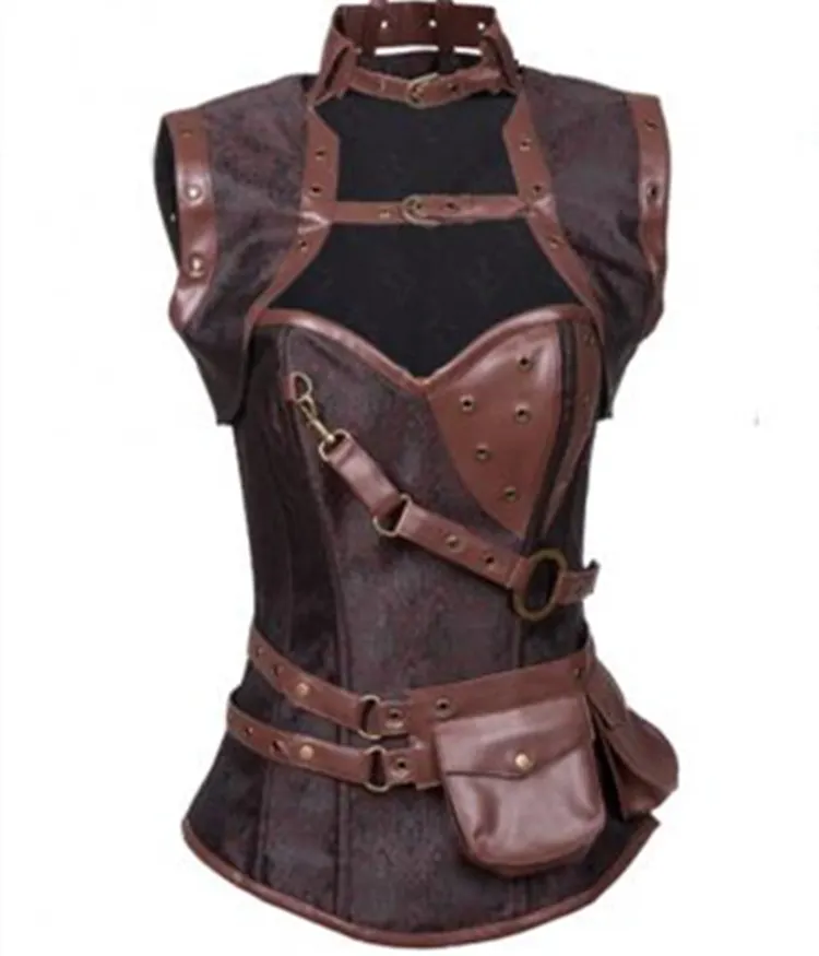 Churchf Churchf Retro With Gothic PU Court Slim Belly Sexy Harness Top Women's Body Wear