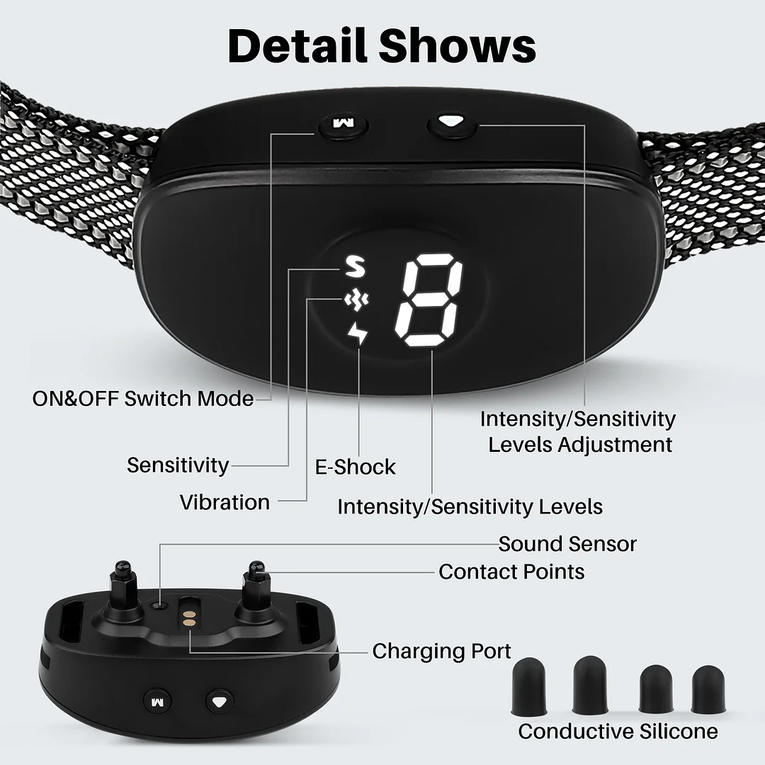 BEBANG Bark Collar for Dogs with 3 Modes Beep Vibration and Shock Dog Shock Collar for Small Medium and Large Dogs, Shock Collar for Dogs in Humane Effective Scientific Training Methods
