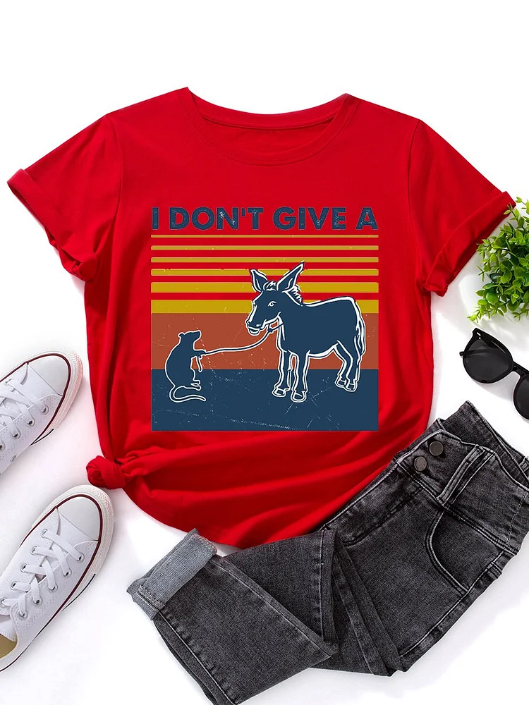 Bestdealfriday I Don't Give A Rat Donkey Graphic Tee