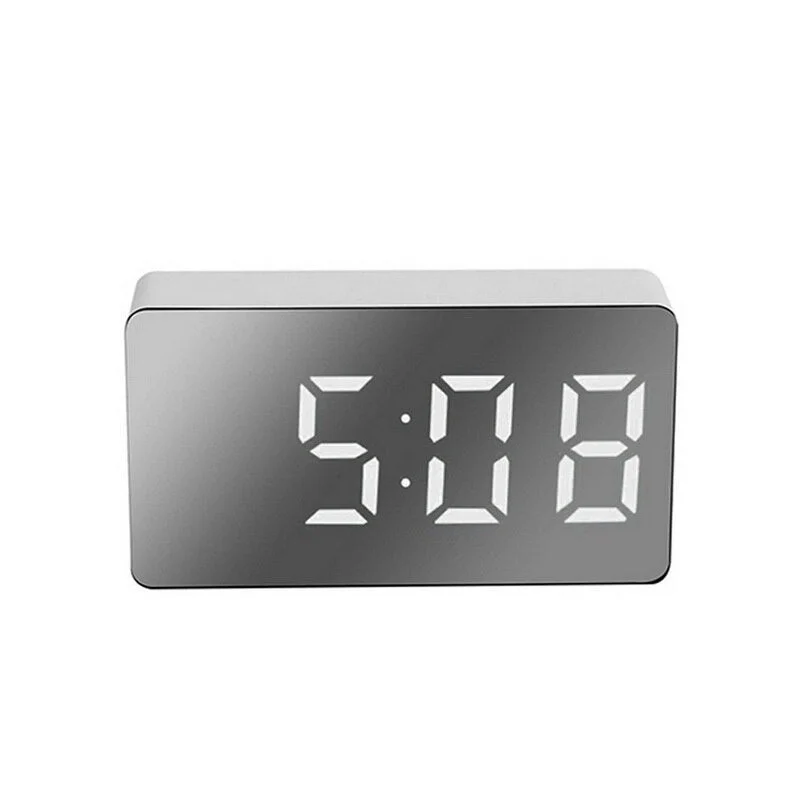 LED Multifunctional Mirror Clock Digital Alarm Snooze Display Time Night LCD Light Table Desktop USB 5v/No Battery Home Decor