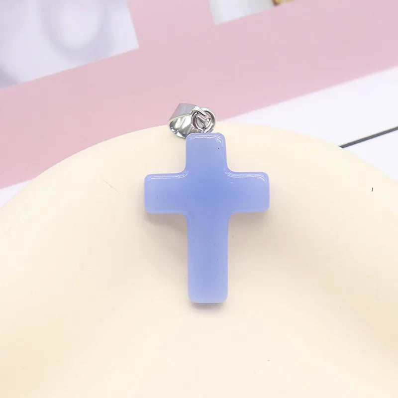 1 Piece 2.5*1.8cm Natural Stone Cross Pendant