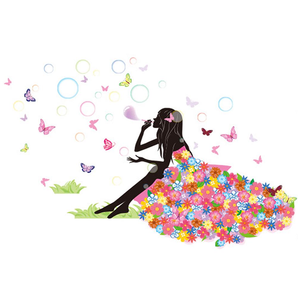 

25*35CM - Happy Flowers Girl - Round Drill Diamond Painting, 501 Original