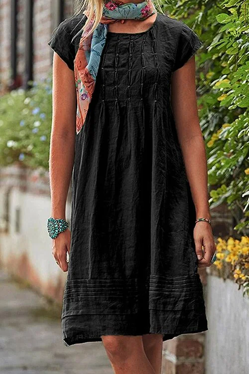 Kelsi Dress Solid U Neck Short Sleeve Ruched Dress