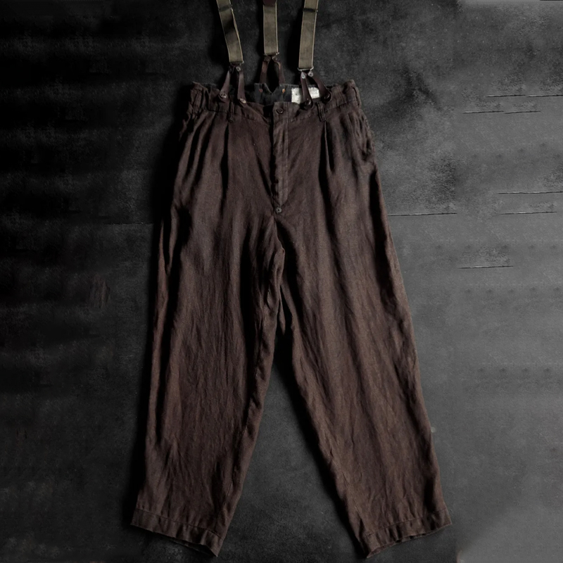 Men's Brown Distressed French Work Style Work Pants