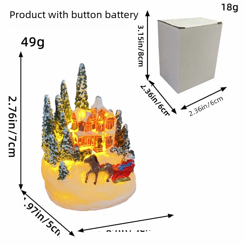 Zhongran New Christmas Decorations 2023 Cross-border Resin Cottage Color Luminous House Desktop Decoration3