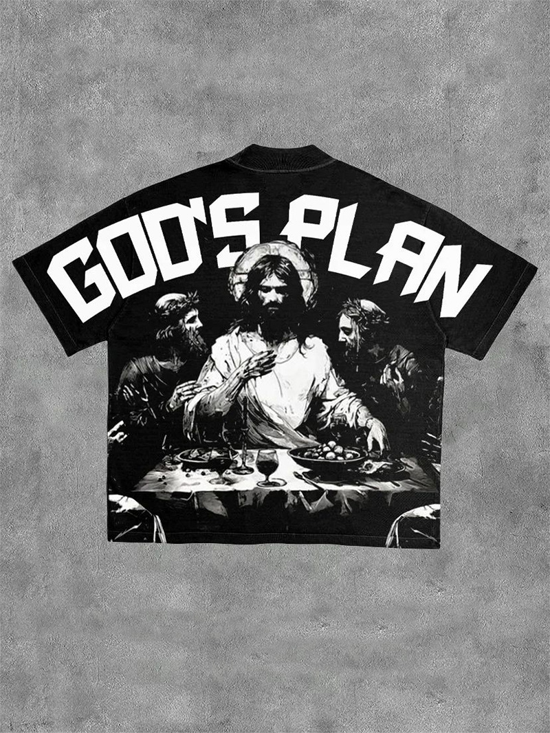 Art God's Plan Print Short Sleeve T-Shirt