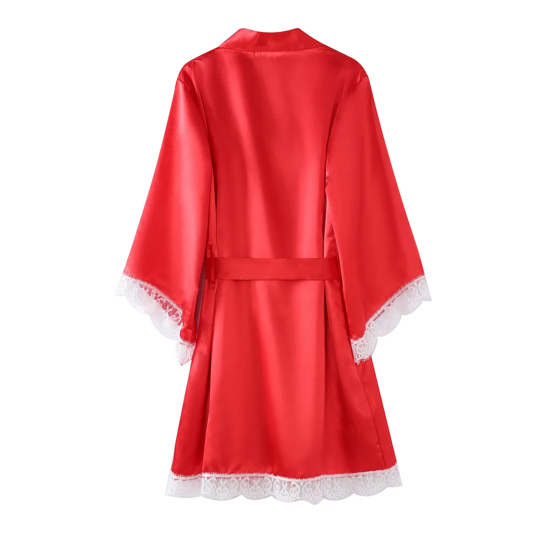 Uveng Uveng Stitling Elastic Lady Pyjamas Jersey With Pyjab Pajamas Set Solid Color Home Size