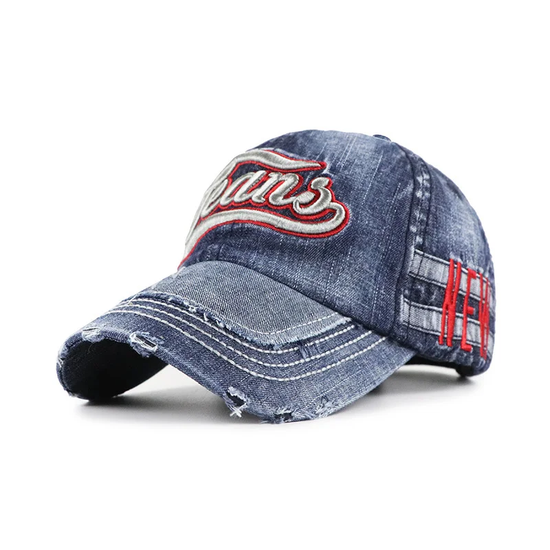 Men & Women Baseball Cap/Distressed denim Outdoor Fitted Hat