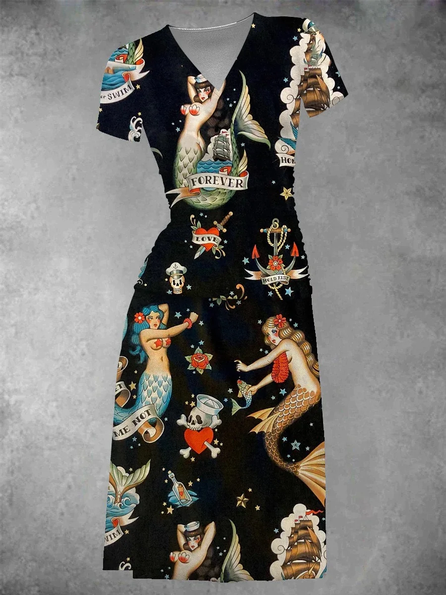 Women's Retro Mermaid Maxi Skirt