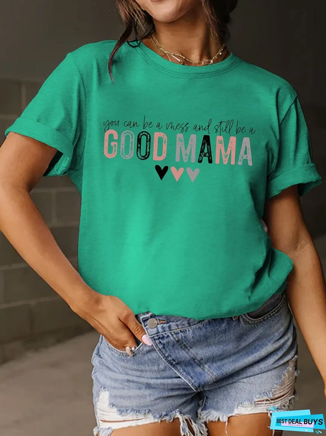 Full Size Letter Graphic Round Neck Short Sleeve T-Shirt
