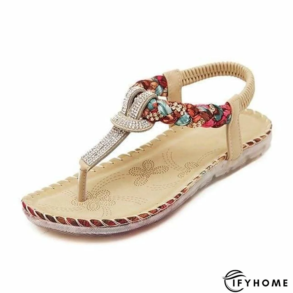 Women Sandals Flat Heels Sandals Crystal Flip Flops Large Size Shoes | IFYHOME