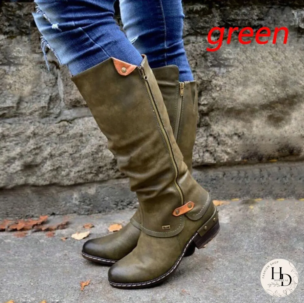 Winter Women's Fashion Causal Knee High Boots Ladies Leather Long Boots Plus Size 35-43