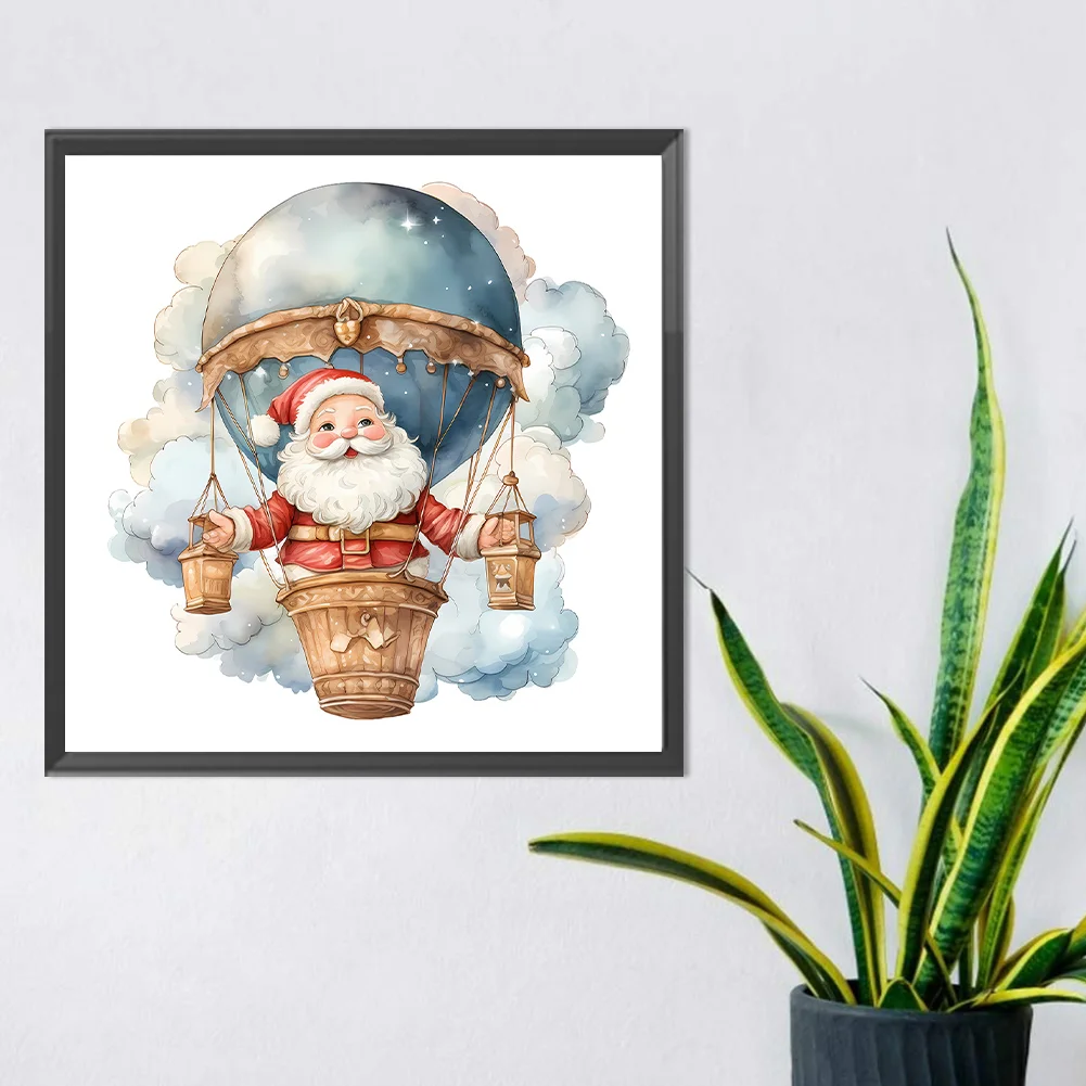Diamond Painting - Full Round Drill - Hot Air Balloon Santa(Canvas|30*30cm)