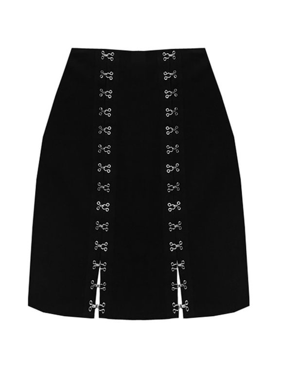 Gothic Black Daily A-line Skirt Dress Novameme