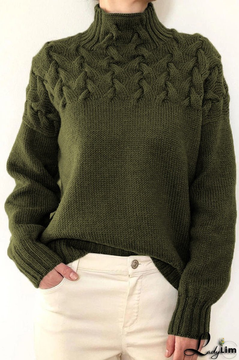 Casual Solid Weave Turtleneck Sweaters(11 Colors)