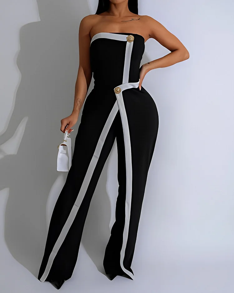 Bandeau Color Block Jumpsuit