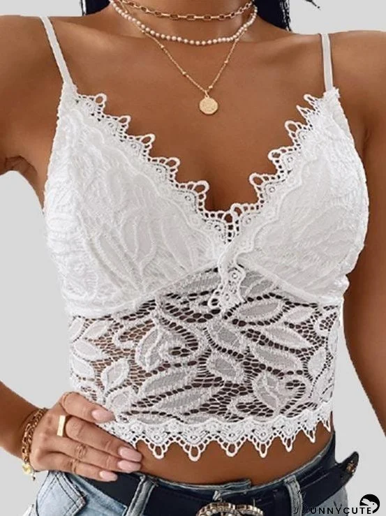 Fashion V-neck Lace Sling Sleeveless Vest for Women