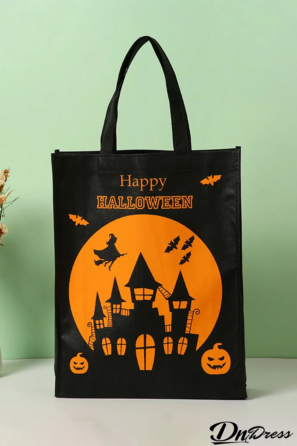 Black Pumpkin Bat Witch Printed Halloween Gift Bag