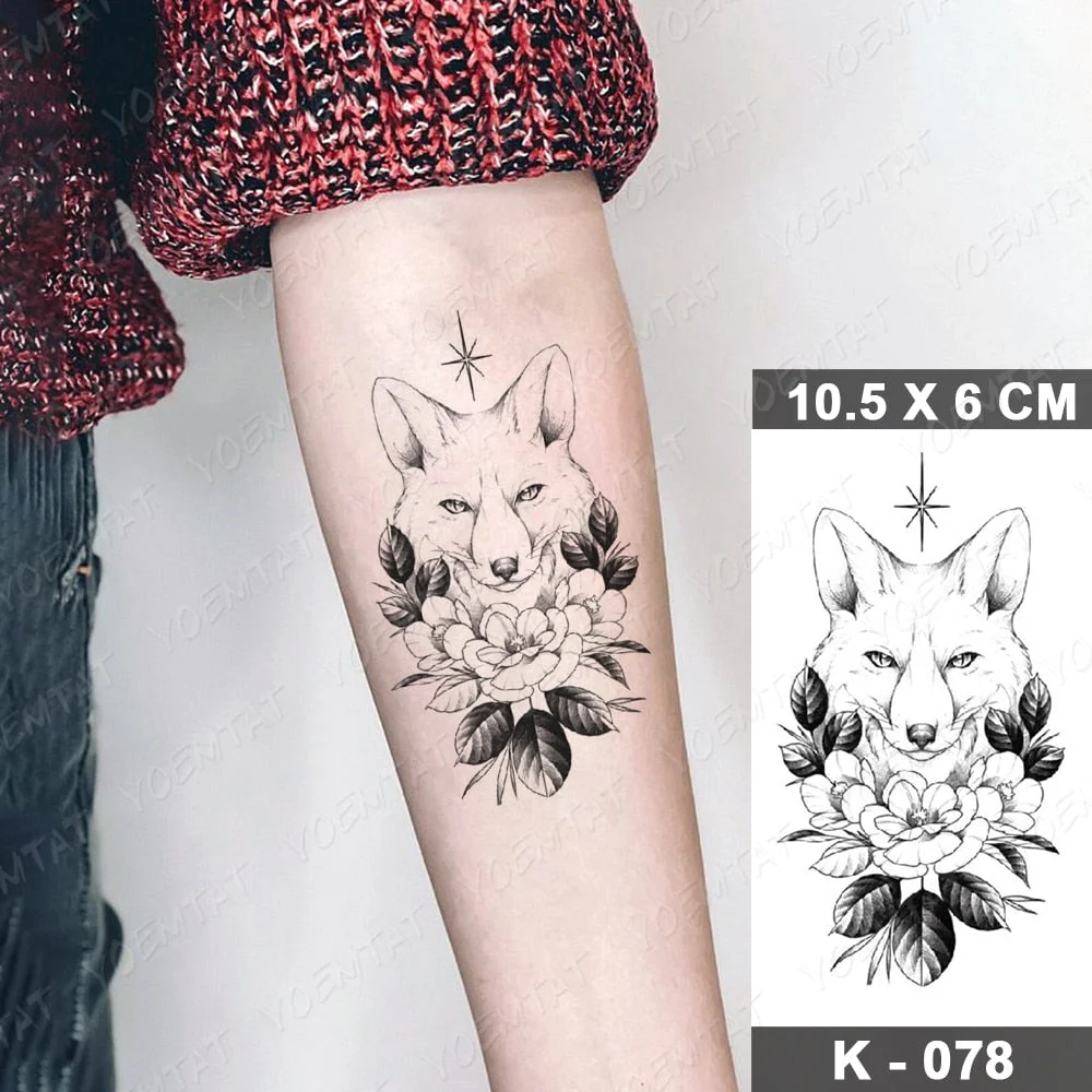 Waterproof Temporary Tattoo Sticker Starry Sky Galaxy Lion Flash Tatoo Wolf Fox Owl Arm Wrist Fake Tatto For Body Art Women Men