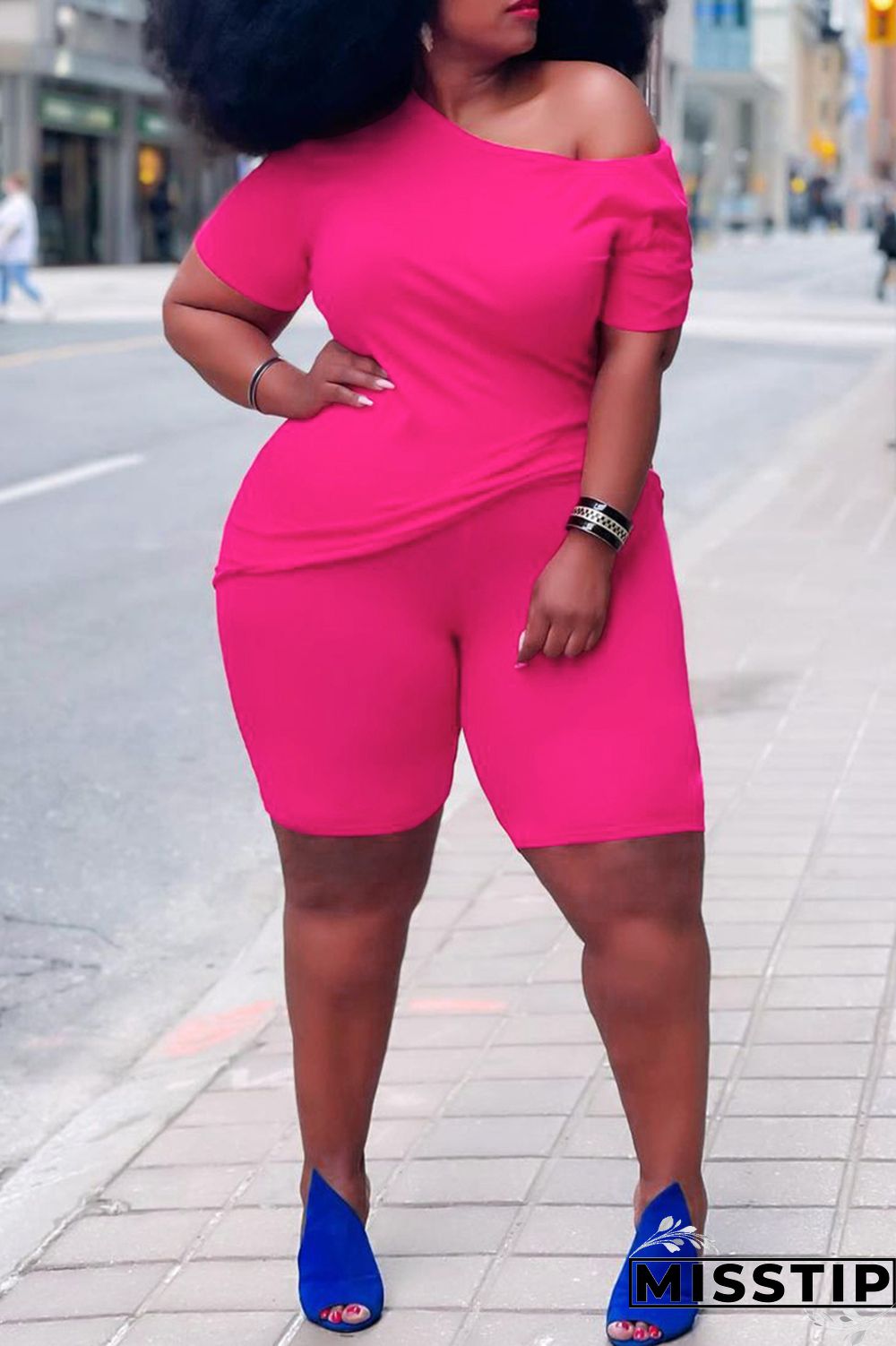 Yellow Fashion Casual Solid Basic Plus Size Two Pieces