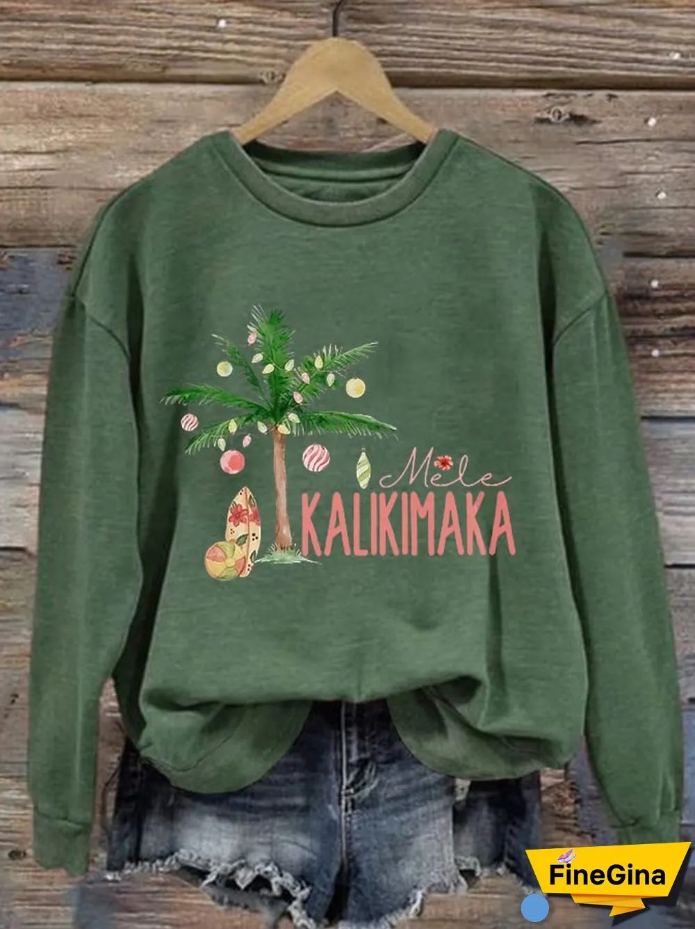 Women's Christmas Mele Kalikimaka Print Casual Sweatshirt
