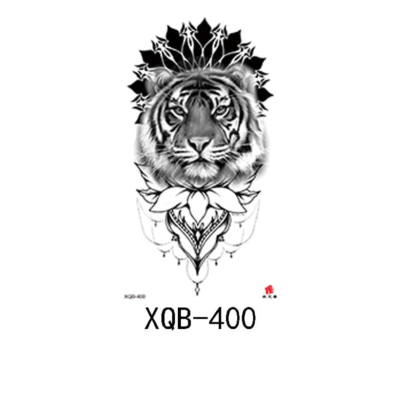 Small Full Arm Waterproof Tattoo Sticker Half Arm Arm Fierce Animal Arm Lasting European and American Tattoo Sticker