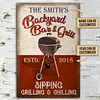 BBQ And Grill Sipping Grilling Classic Metal Signs Custom Name