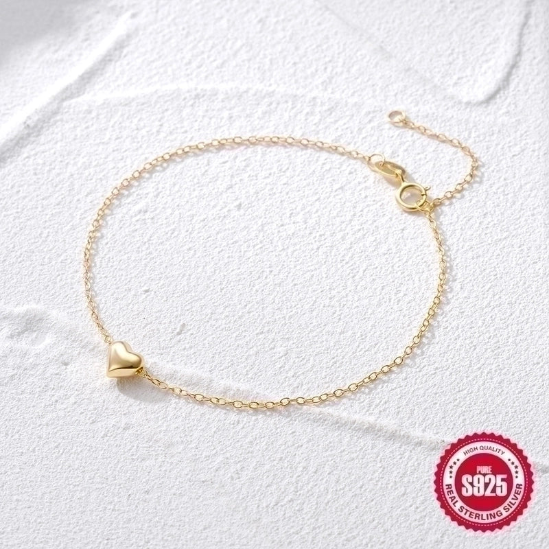 Minimalist Heart Shape Sterling Silver Plating Bracelets