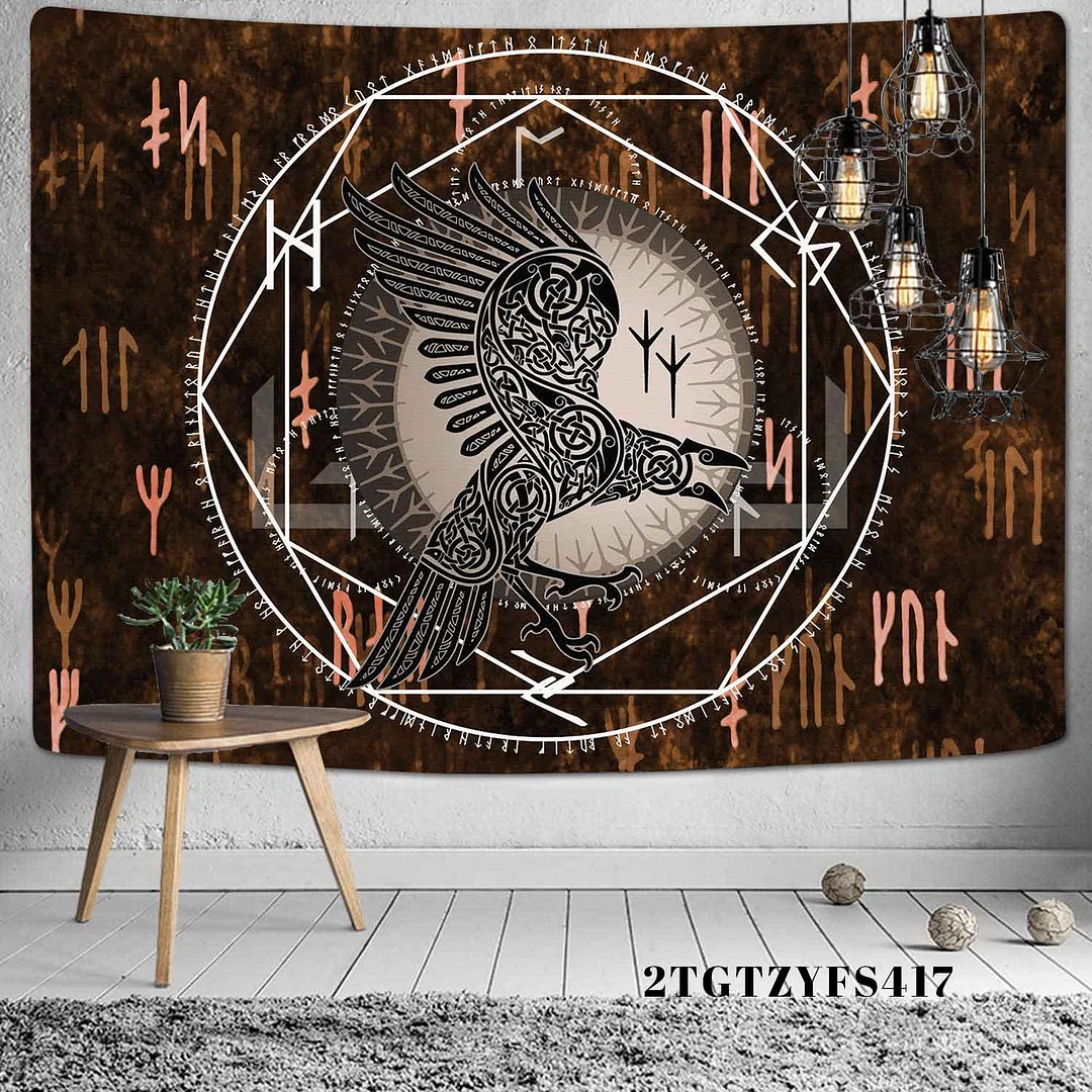 Mysterious Symbol Viking Tapestry Home Decor Bohemian Psychedelic Scene Yoga Mat Hippie Sheet Sofa Blanket Dragon Skull Tapestry