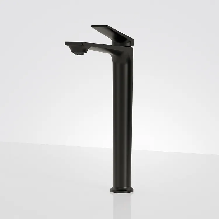 EVERSTEIN High Arc Bathroom Vessel Sink Faucet in Matte Black