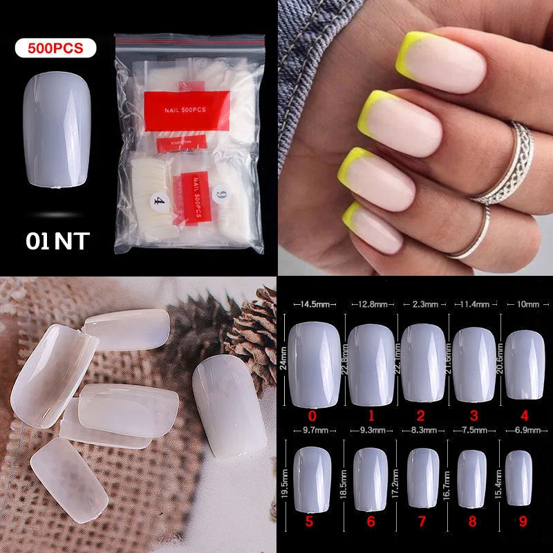 500Pcs False Nail Extension French Natural Transparent Stiletto Coffin False Nails Tips Long Acrylic UV Gel Nail Polish Manicure-Nail Inspo