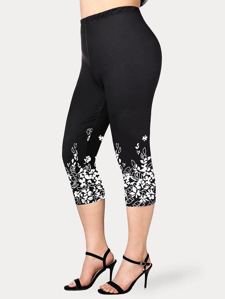 Women's Plus Size Floral / Botanical Capri Leggings