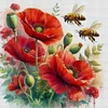 Poppy Flowers And Bees-11CT Stamped Cross Stitch 40*40cm/15.75*15.75in