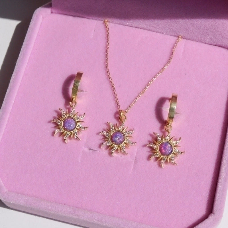 Elegant Sun Copper 18k Gold Plated Jewelry Set In Bulk