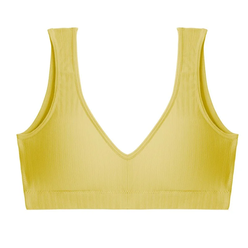 FINETOO Padded Tops Women Candy Color Bralette Ladies Deep V Tanks M-XL Sexy Backless Top Comfortable Underwear Female Lingerie