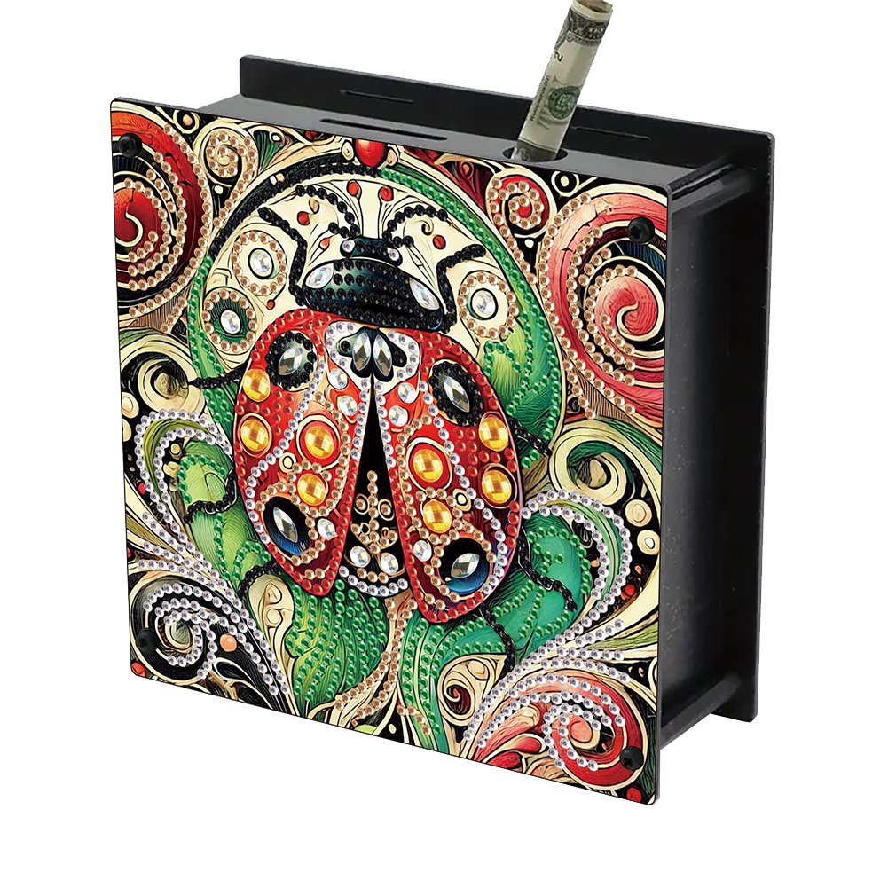 Wooden Ladybug DIY Diamond Painting Change Holder Case Ornament for Home Decor