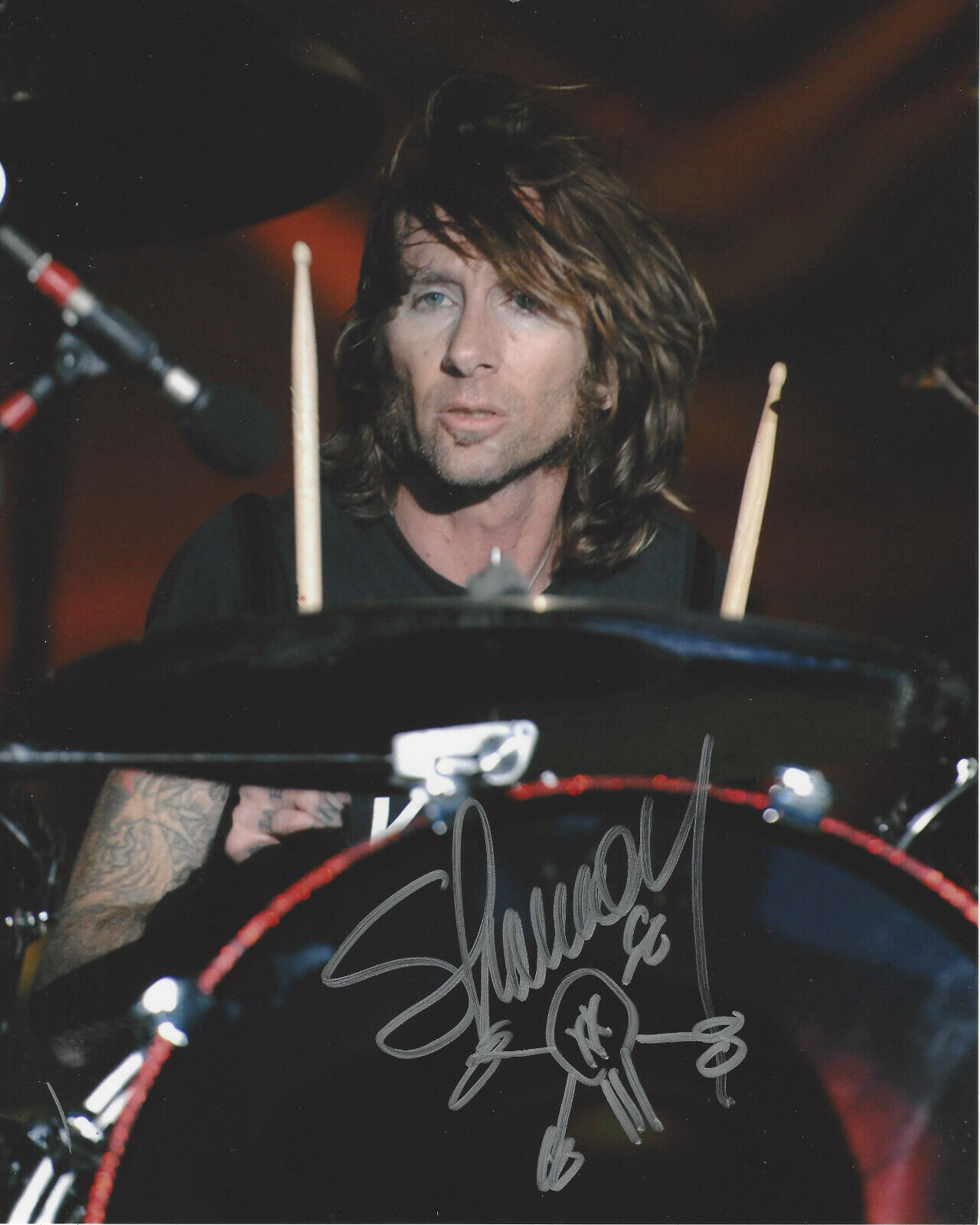 SHANNON LARKIN - GODSMACK DRUMMER - SIGNED AUTHENTIC 8x10 Photo Poster painting E w/COA DRUMS