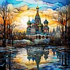 (Multi-Style)Landmark Building-11CT Stamped Cross Stitch 50*50cm(glass painting cross stitch)