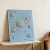 DIY Pearl Painting Blue Planet for Home Wall Decor with Frame(30x40cm)